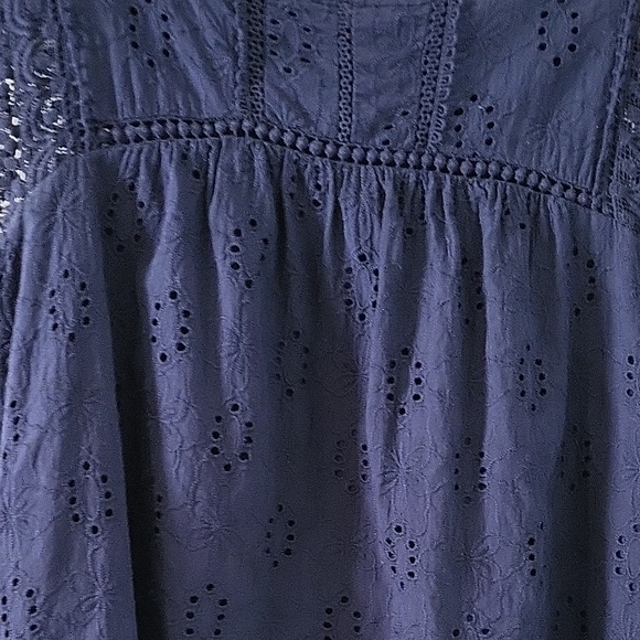 Knox Rose Navy Eyelet Lace Blouse Womens Size Medium - Picture 5 of 11